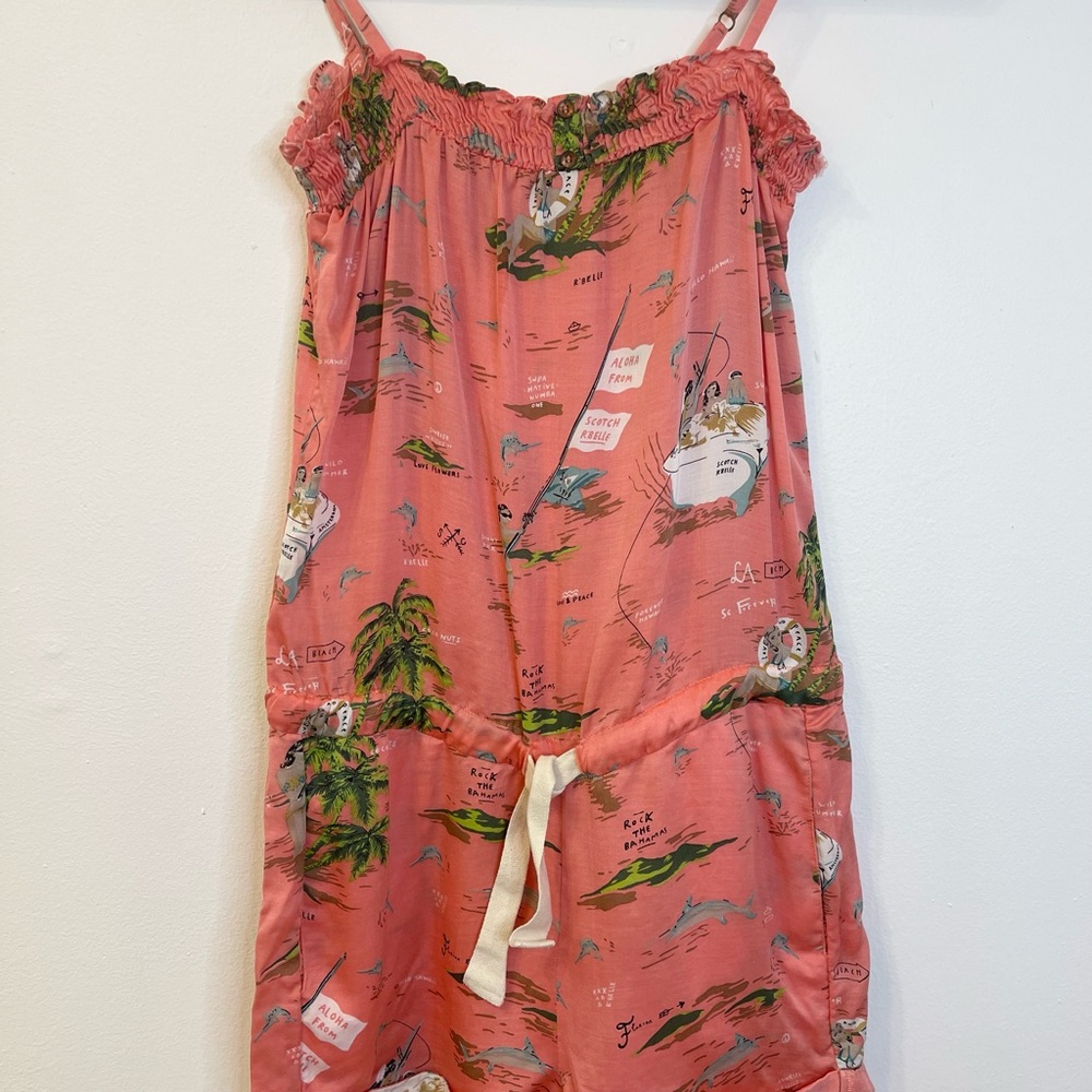 Scotch R'Belle Pink and Green Tropical Romper Size 12